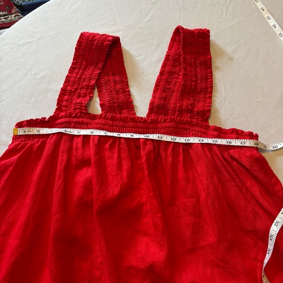 Everlane smoked  100% linen bright  Red/Orange dress Size Extra Large - Picture 8 of 11